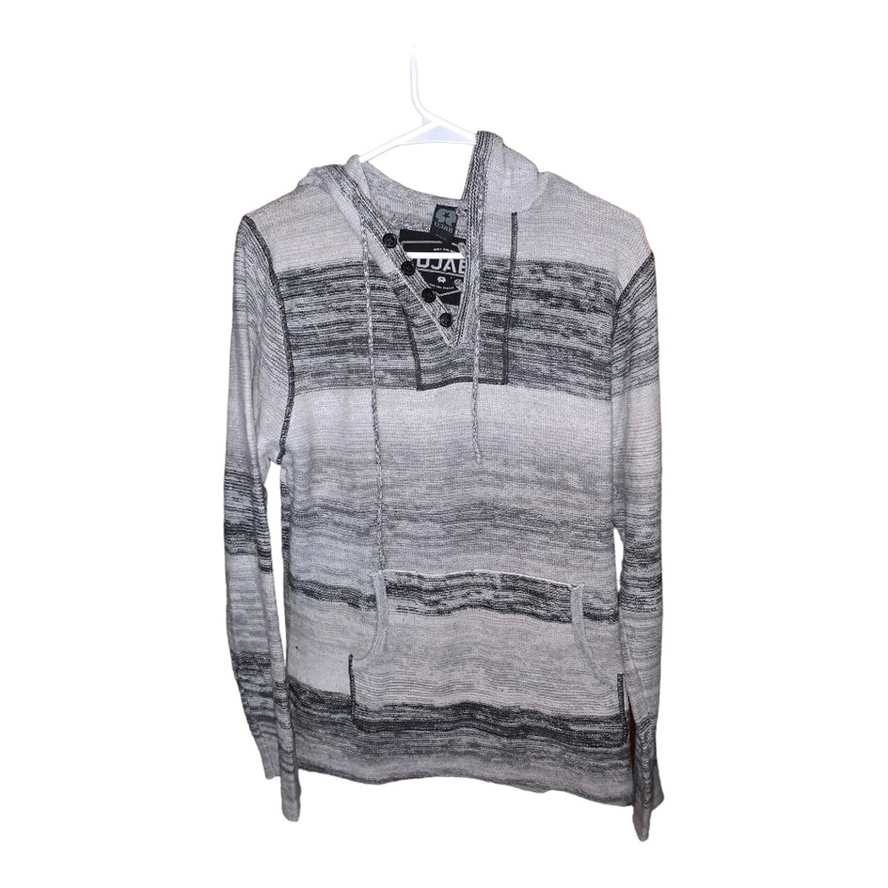 DJAB men’s hoddie 100% cotton grey pull over sweater with hood  Large